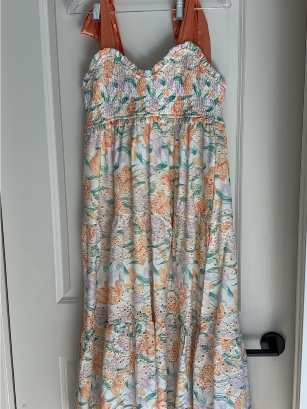 Love Floral Maxi Dress with Coral Tie Straps